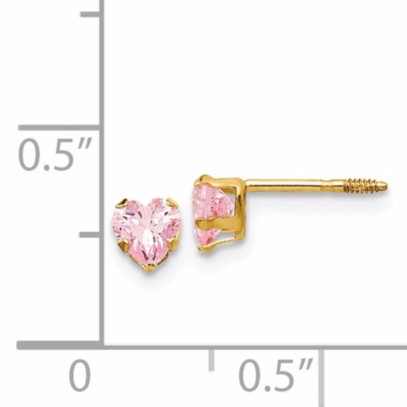 14k Pink Heart Earrings